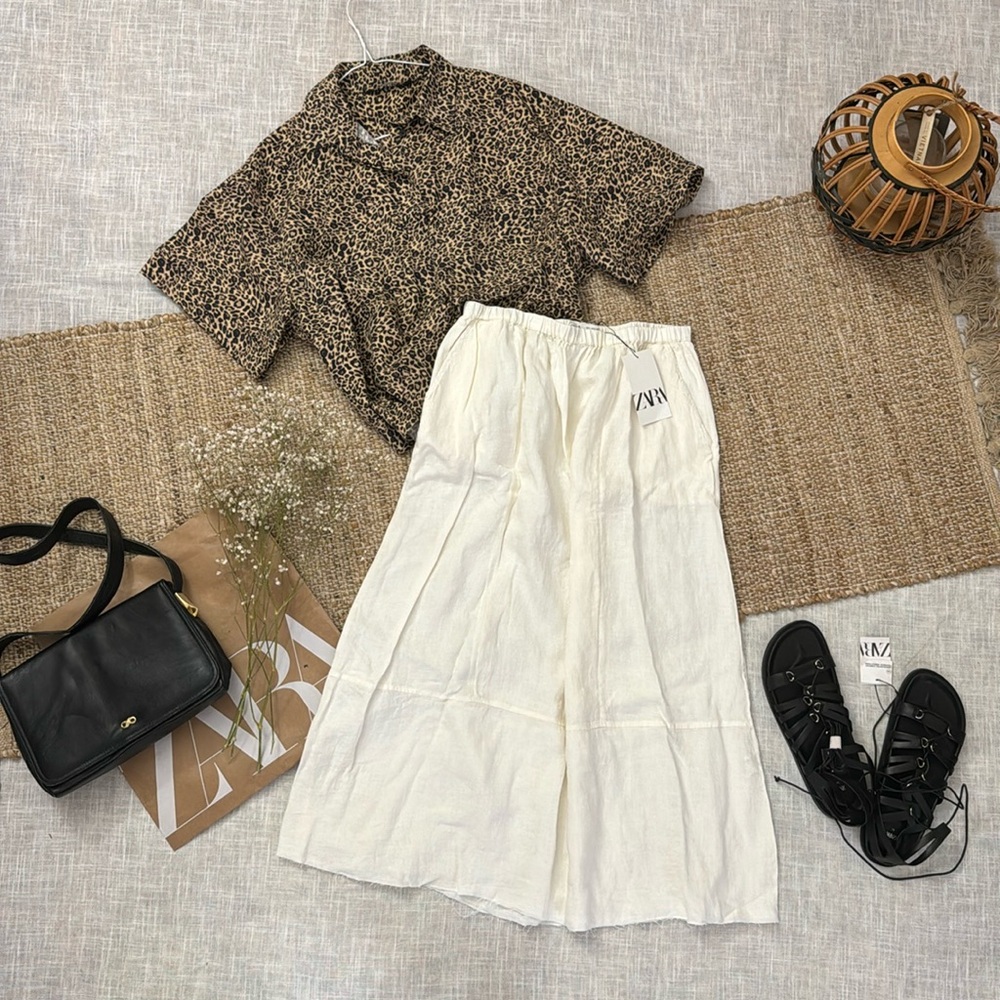 ZARA 100% LINEN MIDI SKIRT ZW COLLECTION - Picture 2 of 12